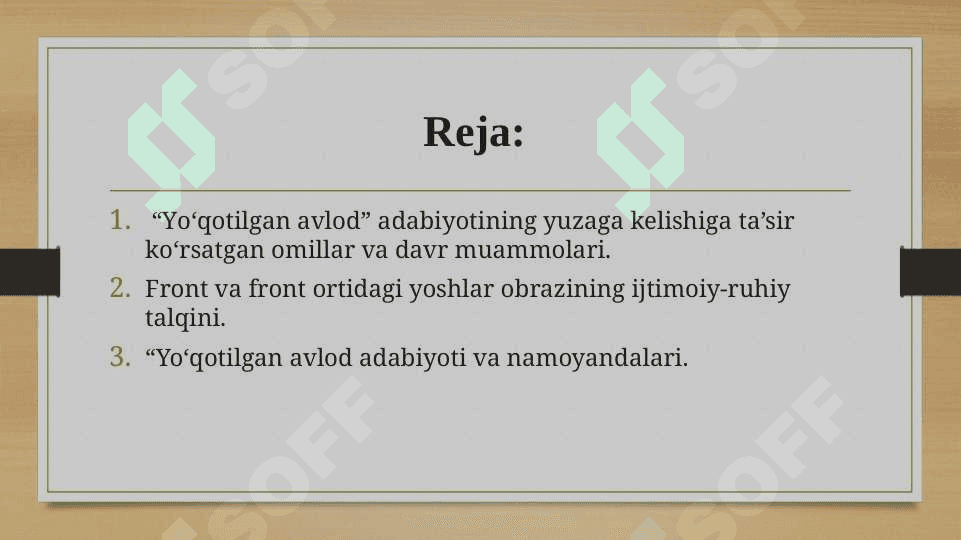INGLIZ YO‘QOTILGAN AVLOD ADABIYOTI INGLIZ YO‘QOTILGAN AVLOD ADABIYOTI 2