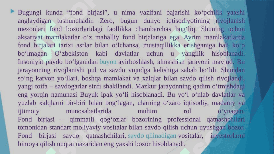 FOND BIRJALARI VA FOND BOZORI ISHTIROKCHILARI 2