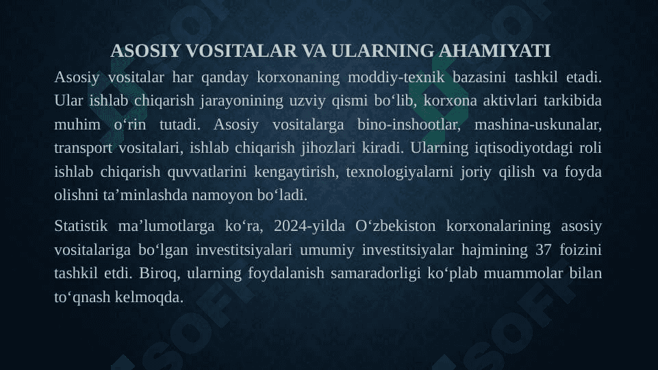 Asosiy vositalar harakati bilan bogʻliq muammolar auditini tashkil etish 3