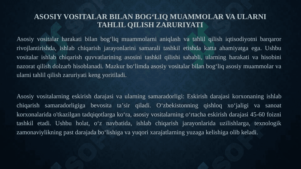 Asosiy vositalar harakati bilan bogʻliq muammolar auditini tashkil etish 5