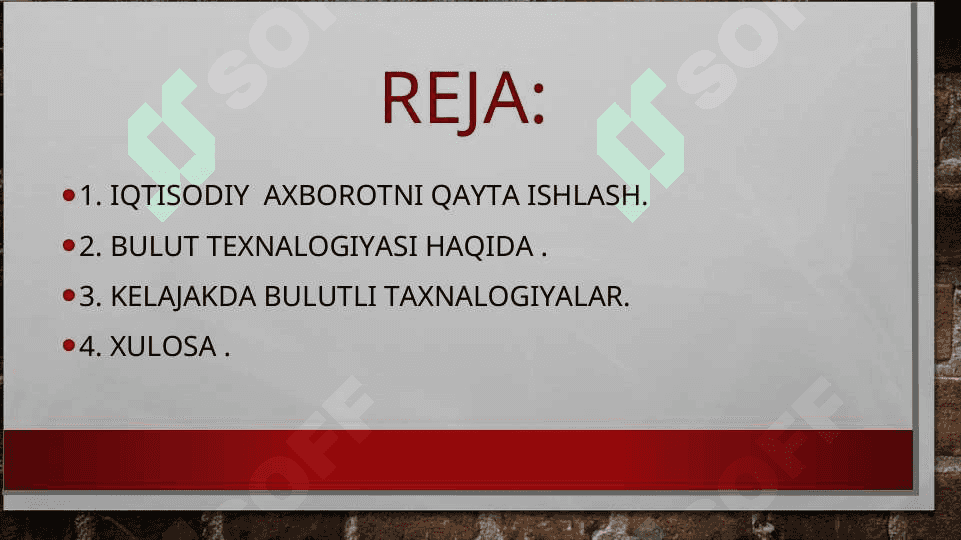 Iqtisodiy axborotlarni qayta ishlash jarayonida  bulutli foydalanish texnologiyalari 2