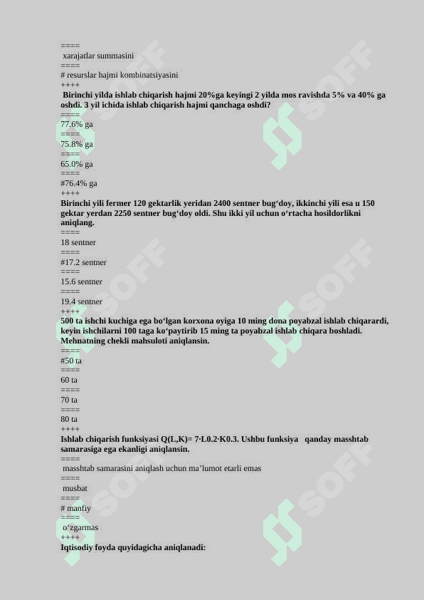 Mikro - makro iqtisodiyot yakuniy test savollari 6