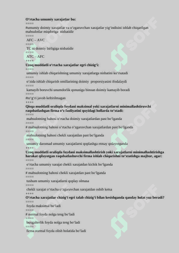 Mikro - makro iqtisodiyot yakuniy test savollari 8