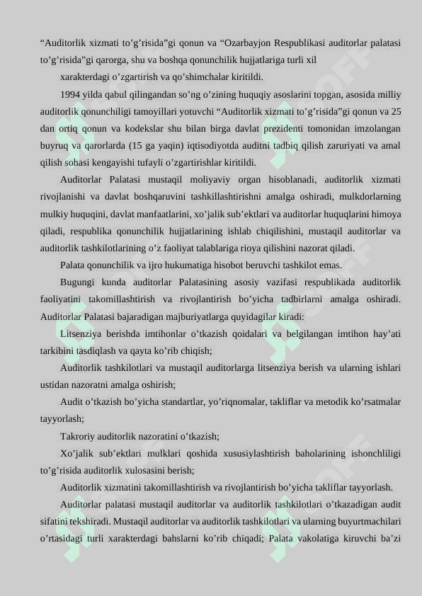 Ozarbayjonda auditorlik faoliyati 2