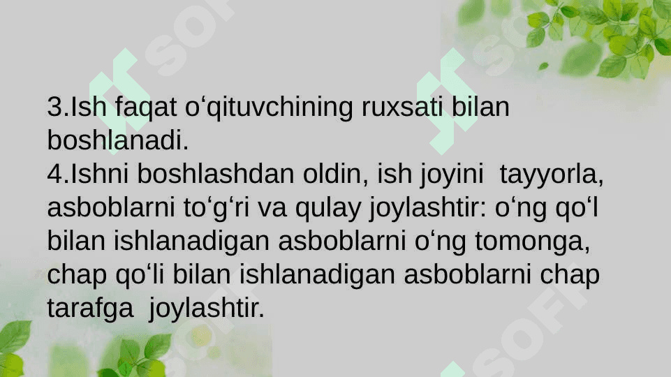Texnalogiya fanlarida texnik xavfsizlik qoidalari 2