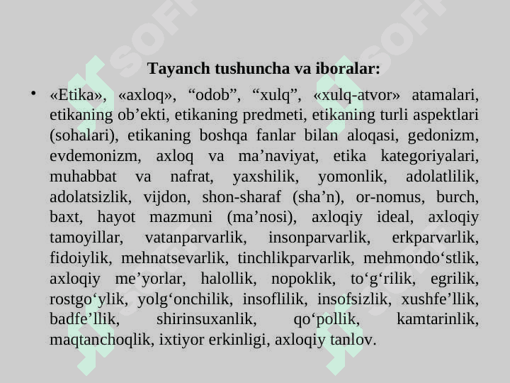Etika” fanining predmeti va jamiyat hayotidagi ahamiyati Axloqiy madaniyat va qadriyatlar 3