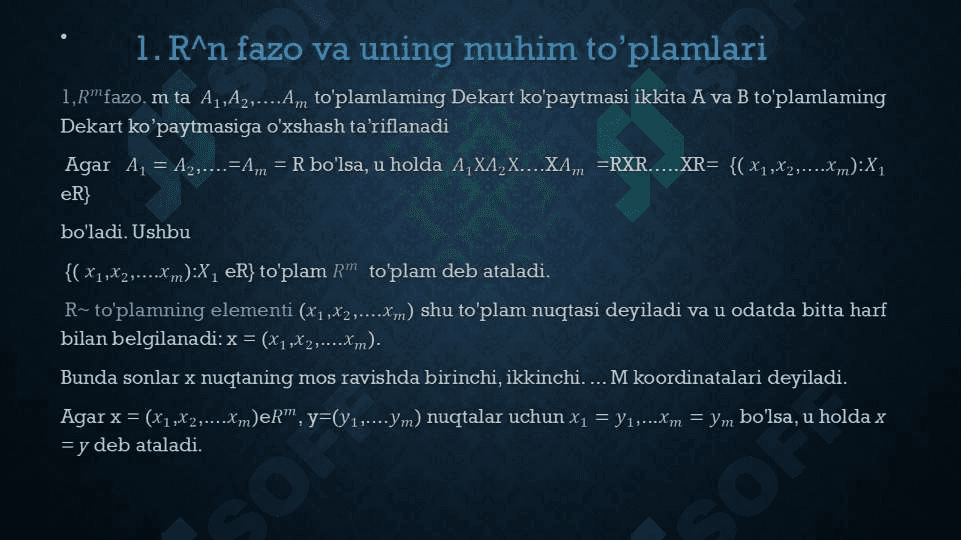 R^n fazo va uning muhim to’plamlari 2