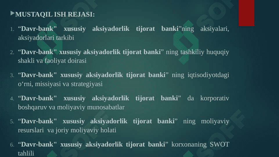 "Davr-bank" xususiy aksiyadorlik tijorat banki 2