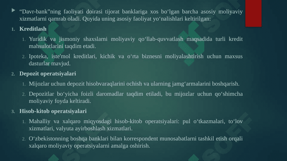 "Davr-bank" xususiy aksiyadorlik tijorat banki 7