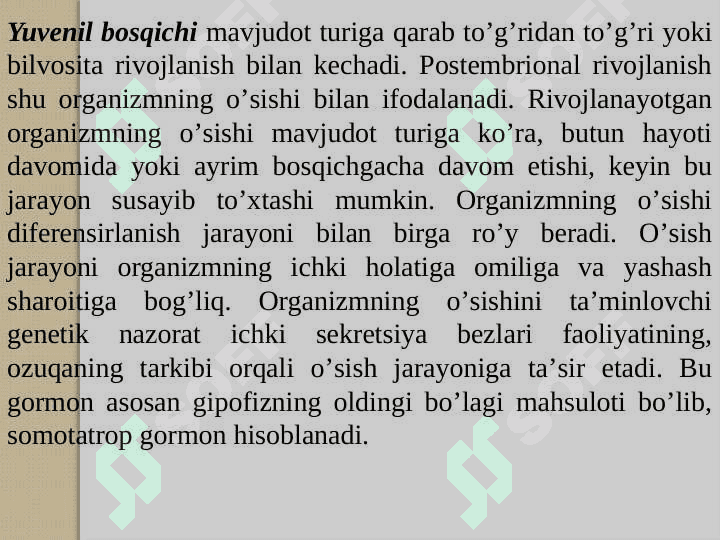 Organizmlarning  ko‘payishi. Postembrional  rivojlanishning umumiy qonuniyatlari.Regeneratsiya.Gomeostaz.Transplantatsiya 3