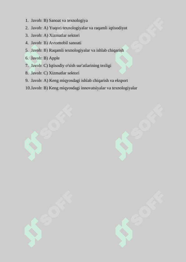 Tarqatman iqtisodiy savollar 2