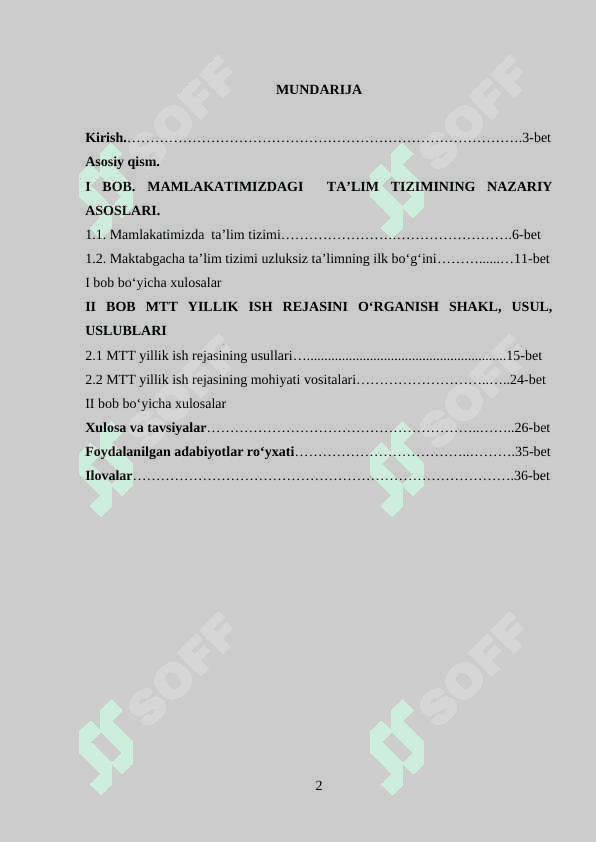Maktabgacha ta'lim tashkilotining yillik ish rejasining mohiyati 2