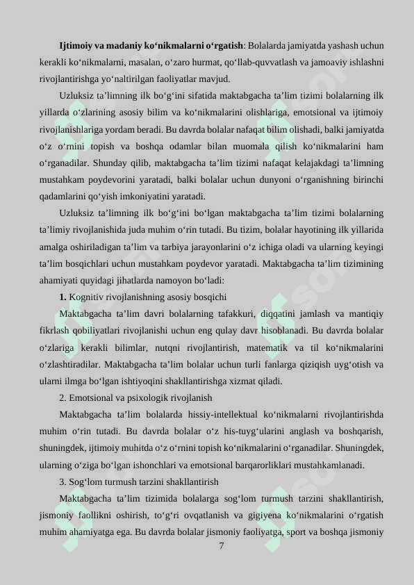 Maktabgacha ta'lim tashkilotining yillik ish rejasining mohiyati 7