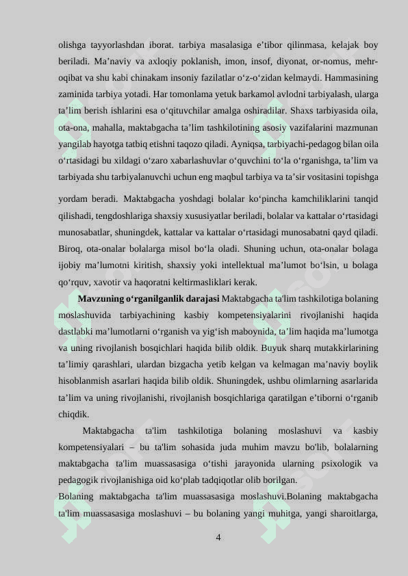 Maktabgacha ta'lim tashkilotiga bolaning moslashuvida tarbiyachining kasbiy kompetensiyalari 4