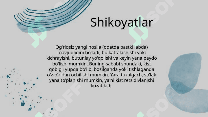 Bolalarda so’lak bezlarining xavfsiz va xavfli o’smalari. 4