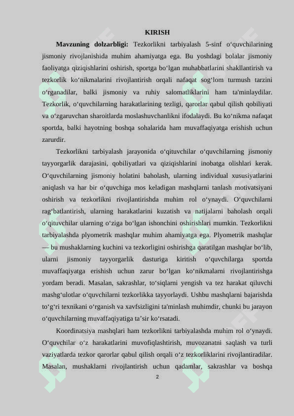 5-sinflarda tezkorlikni sifatini tarbiyalash 2