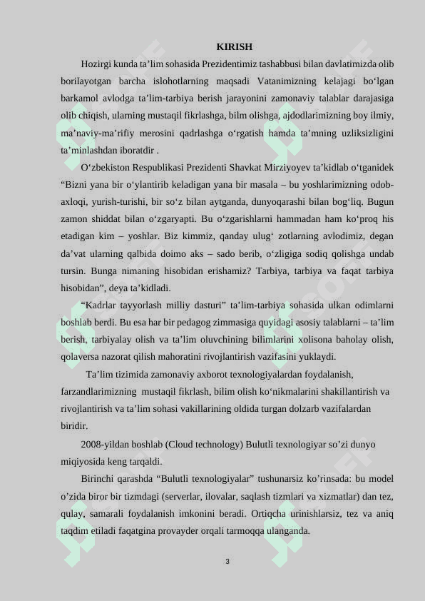 Bulutli texnologiyalar va ularni o’quv jarayonida qo’llash 3