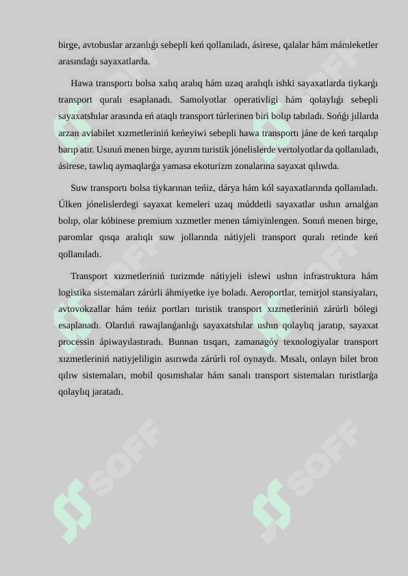 Turizm tarawında transport xızmetleriniń klassifikatsiyası 8