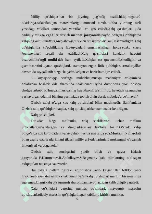 O’ZBEK XALQ QO’SHIQLARINI MUSIQA DARSLARIDAGI AHAMIYATI 5