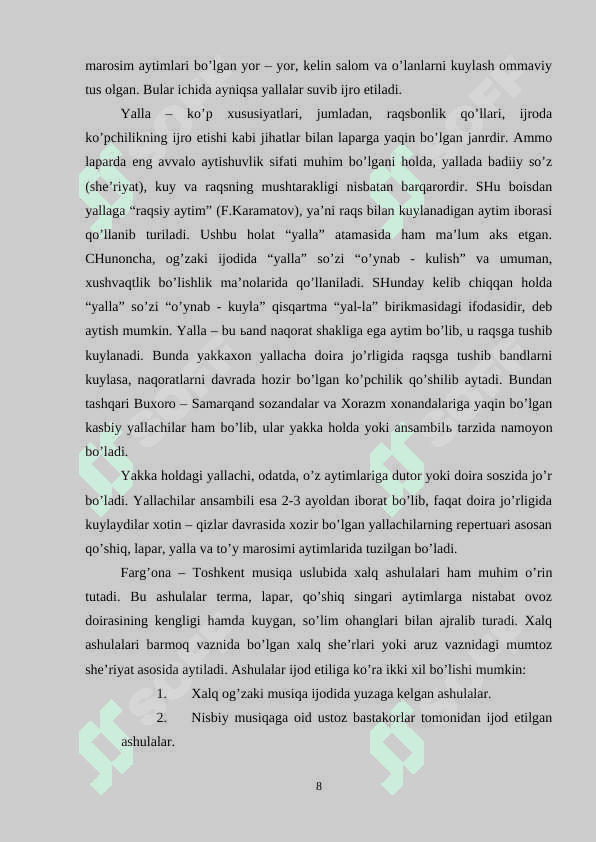 OʻZBEK XALQ MUSIQA IJODINING TARIXIY RIVOJI 8