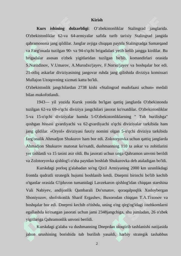 O'ZBEK XALQINING FRONTAGI VA FRONT ORTIDAGI MATONATI 2