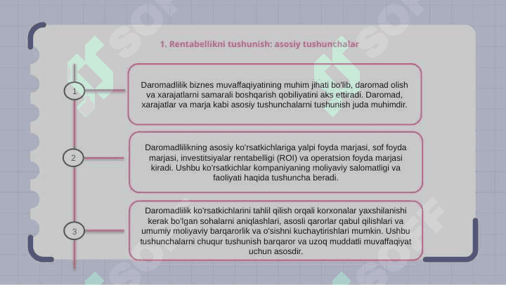 Rentabellik mohiyati va ko'rsatkichlari 2