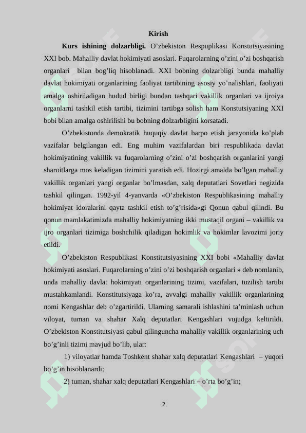 O'ZBEKISTONDA MAHALLIY O'ZINI BOSHQARUV ORGANLARI FAOLIYATINI YO'LGA QO'YILISHI 2
