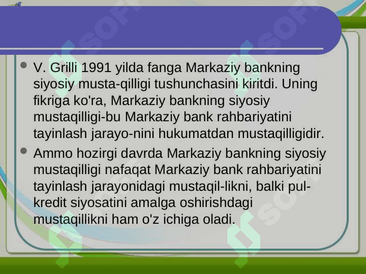 MARKAZIY BANKNING MUSTAQILLIGI 6
