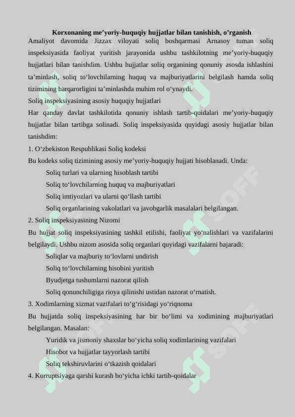 SOLIQ MALAKAVIY AMALIYOT (BITIRUV OLDI)   KUNDALIK HISOBOT 7