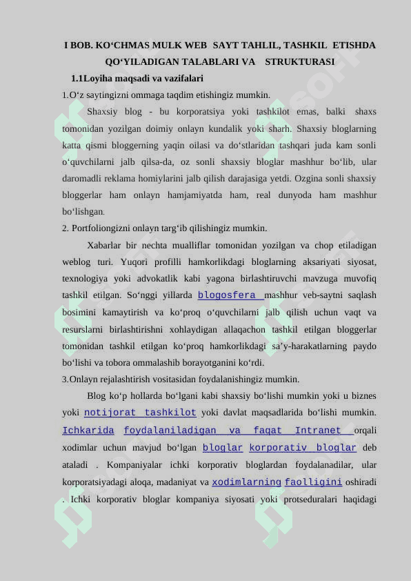 “Ko‘chmas mulk” sohasida davlat interaktiv xizmatlarini loyihalashtirish Mavzusidagi Loyiha ishi 8