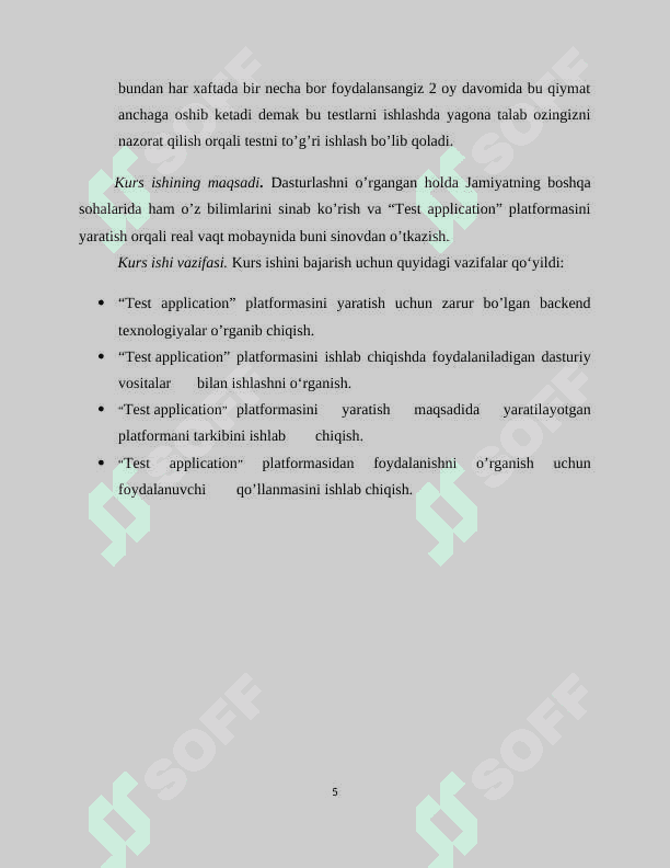 Test application backend qismini ishlab chiqish 5