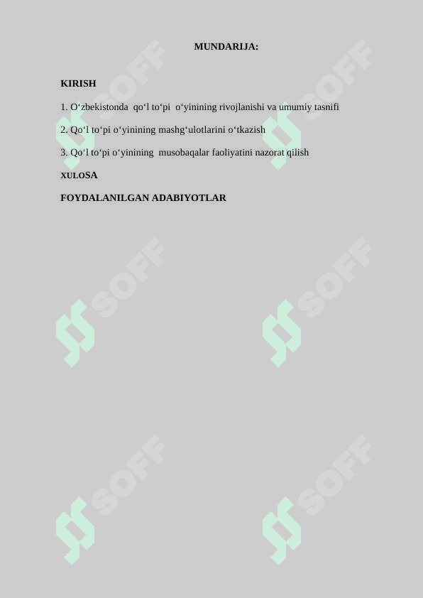 Qoʻl toʻpi sportidagi mashgʻulotlar va musobaqalar faoliyatini nazorat qilish 2