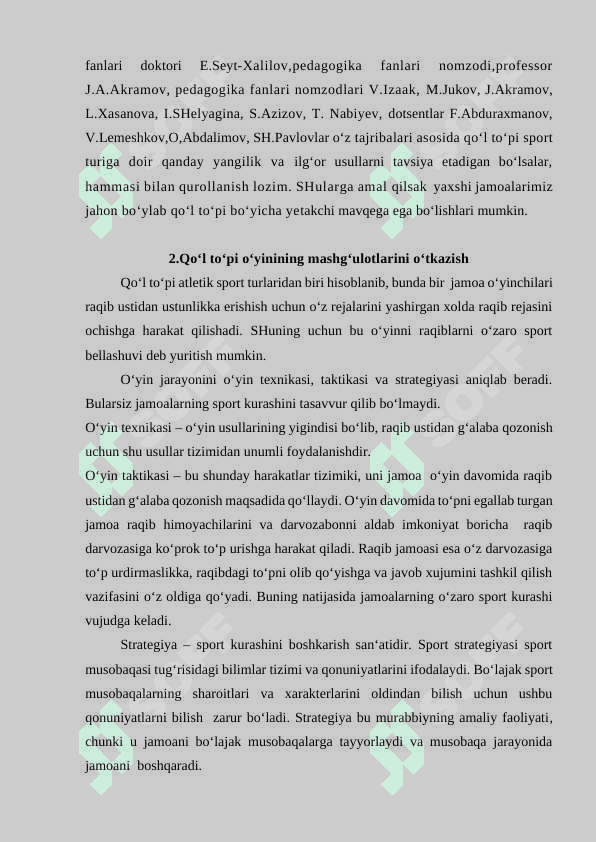 Qoʻl toʻpi sportidagi mashgʻulotlar va musobaqalar faoliyatini nazorat qilish 8