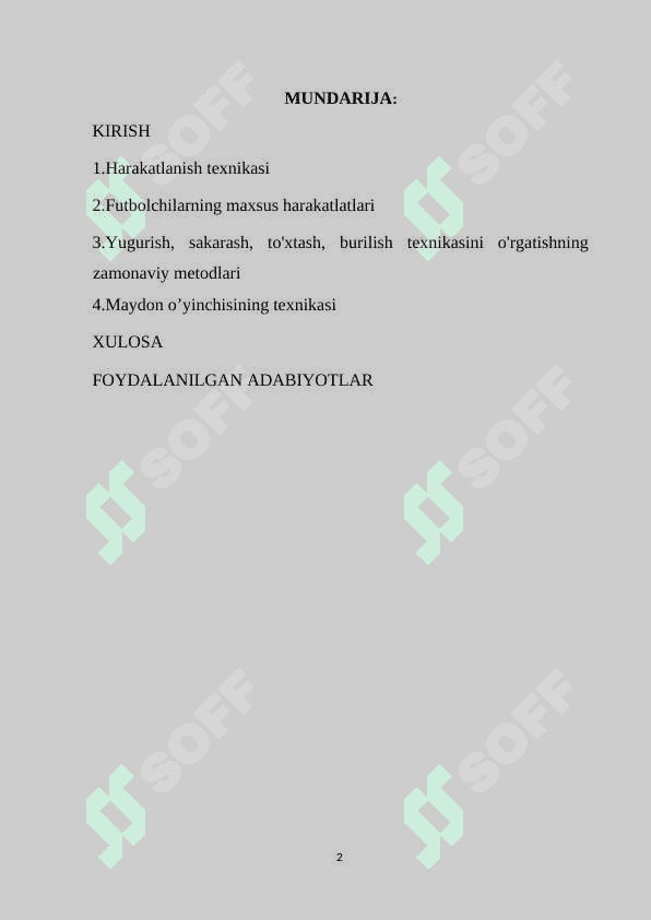 Futbolchilarning maxsus xarakatlari (yugurish, sakrash, to‘xtash, burilish) texnikasiga o‘rgatishning zamonaviy metodlari 2
