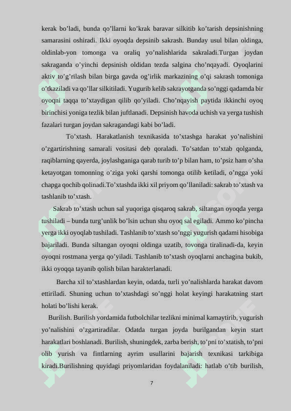 Futbolchilarning maxsus xarakatlari (yugurish, sakrash, to‘xtash, burilish) texnikasiga o‘rgatishning zamonaviy metodlari 7