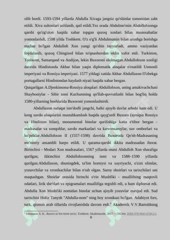 Abdullaxon II davrida Buxoro xonligining tashqi aloqalari 8