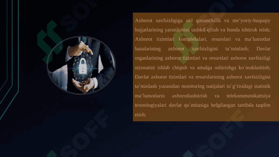 Axborot xavfsizligi va axborotlarni himoyalash usullari, Axborotlarni himoyalashning texnik va dasturiy vositalari. 3
