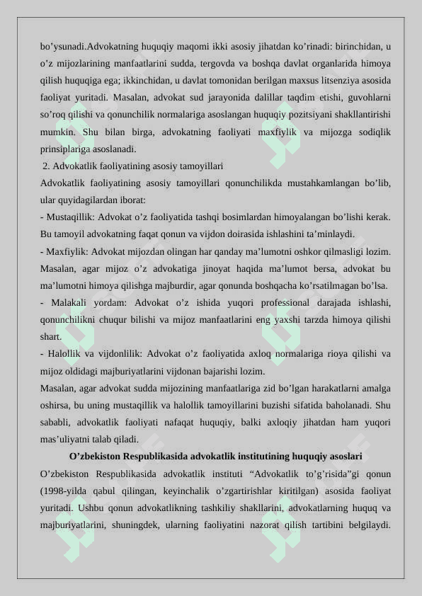 Advokat maqomini olish, to‘xtatib turish va tugatish 3
