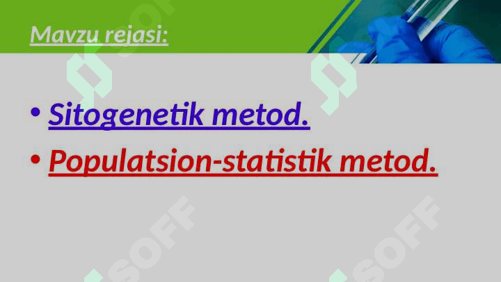 Sitogenetik va populatsion statistik usuli. 2
