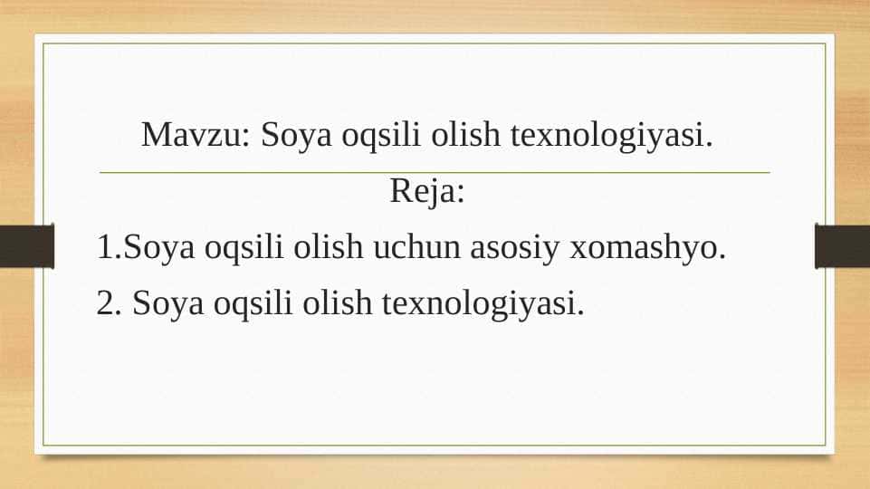 Soya oqsili olish texnologiyasi.
