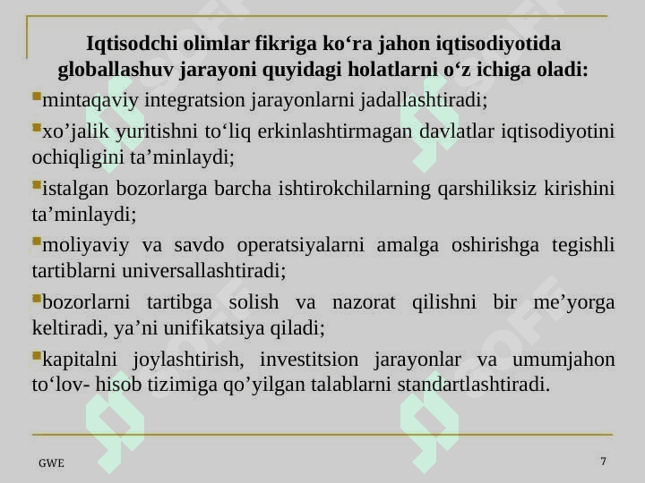 Jahon iqtisodiyoti globallashuvi 7