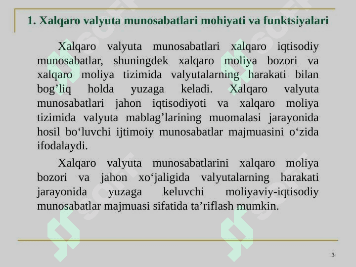 Xalqaro valyuta munosabatlari 3