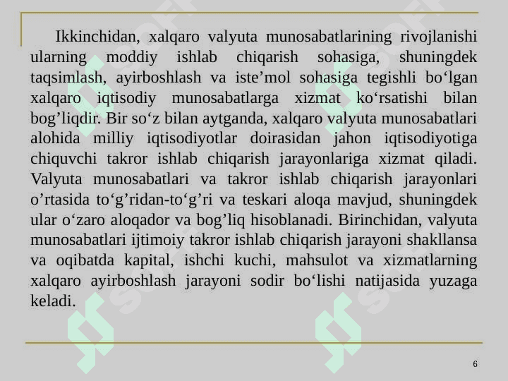 Xalqaro valyuta munosabatlari 6