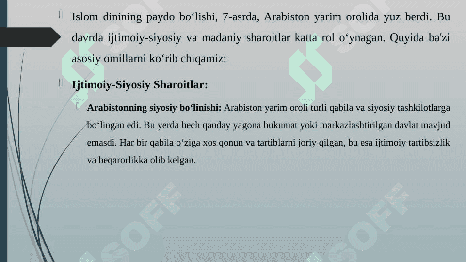 ISLOM DININING PAYDO BO'LISHIDAGI IJTIMOIY-SIYOSIY VA MADANIY SHAROITLAR 7