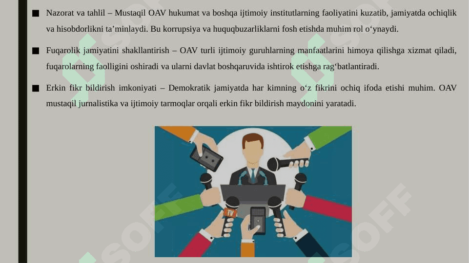 Jamiyatning demokratlashuvida ommaviy axborot vositalarining tutgan o'rni 4