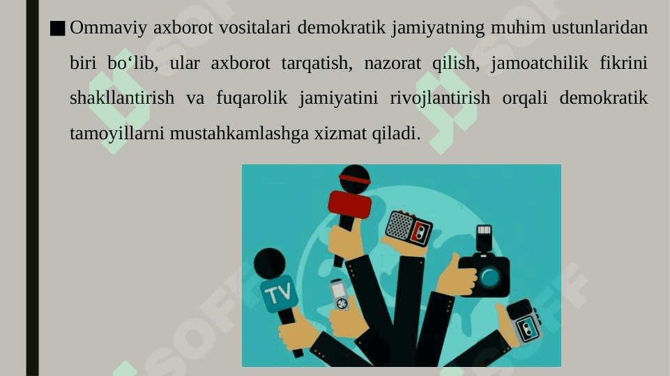 Jamiyatning demokratlashuvida ommaviy axborot vositalarining tutgan o'rni 5