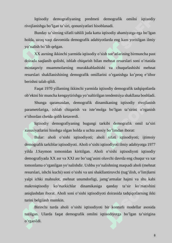 PAXTAOBOD TUMANIDAGI DEMOGRAFIK VAZIYAT VA UNING AXOLI BANDLIGIGA TAʼSIRI 8