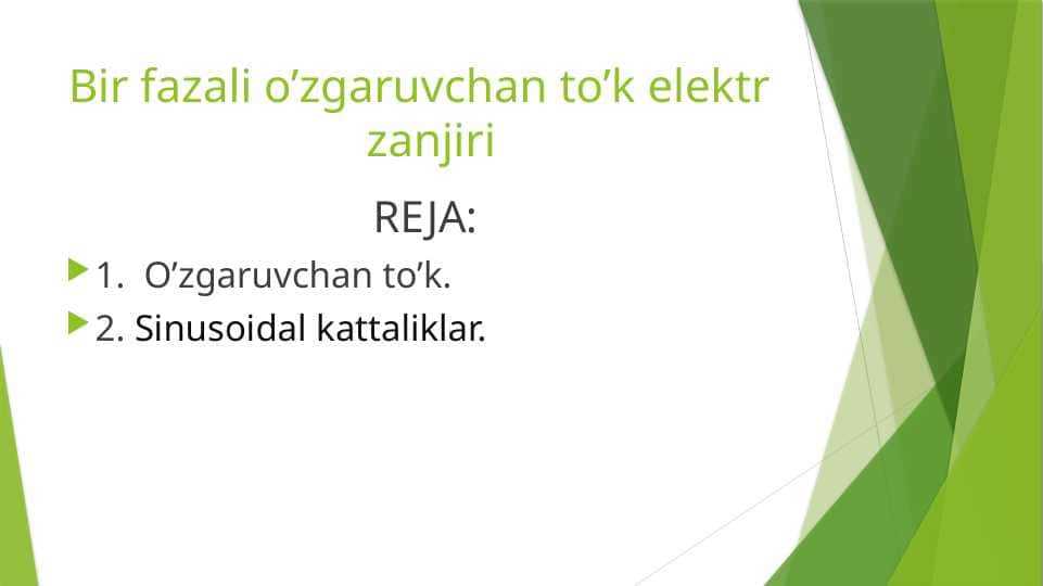 Prezintatsiya. Bir fazali o’zgaruvchan to’k elektr zanjiri