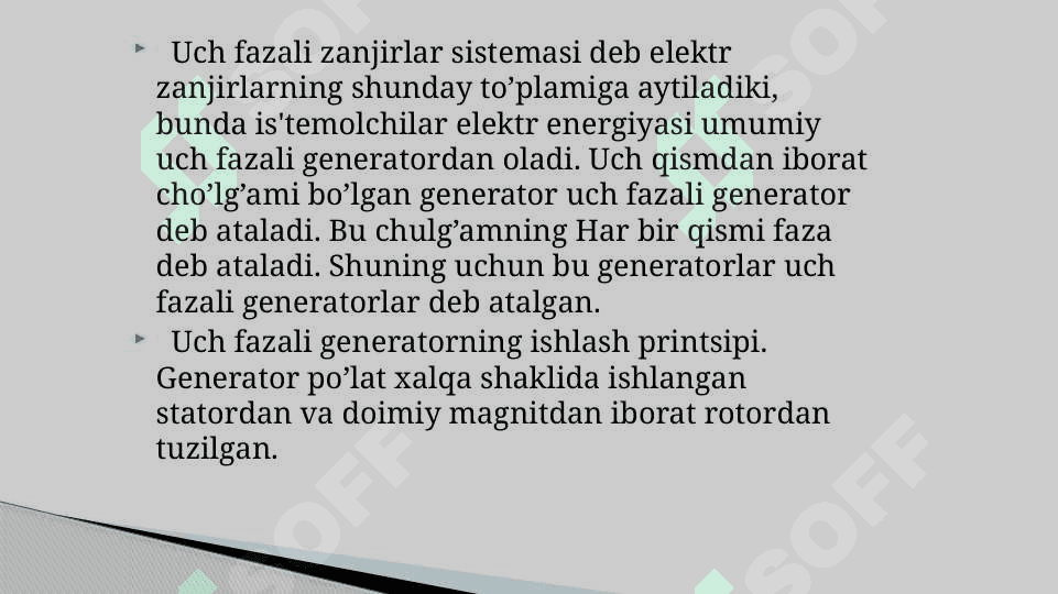 Prezintatsiya. Uch fazali o’zgaruvchan tok elektr zanjiri 3
