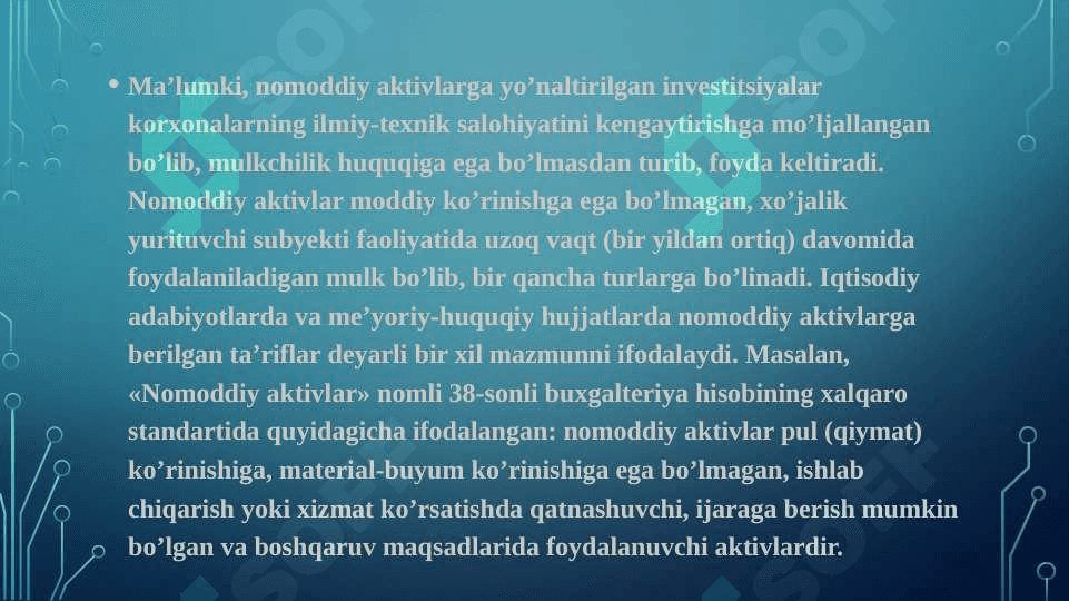 Nomoddiy aktivlarga safarbar etiladigan investitsiyalarni moliyalashtirish 3